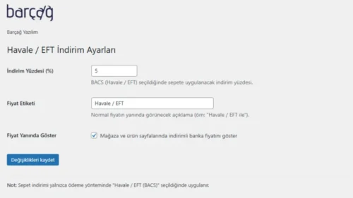 WooCommerce Havale / EFT İndirim Otomatik Uygulama